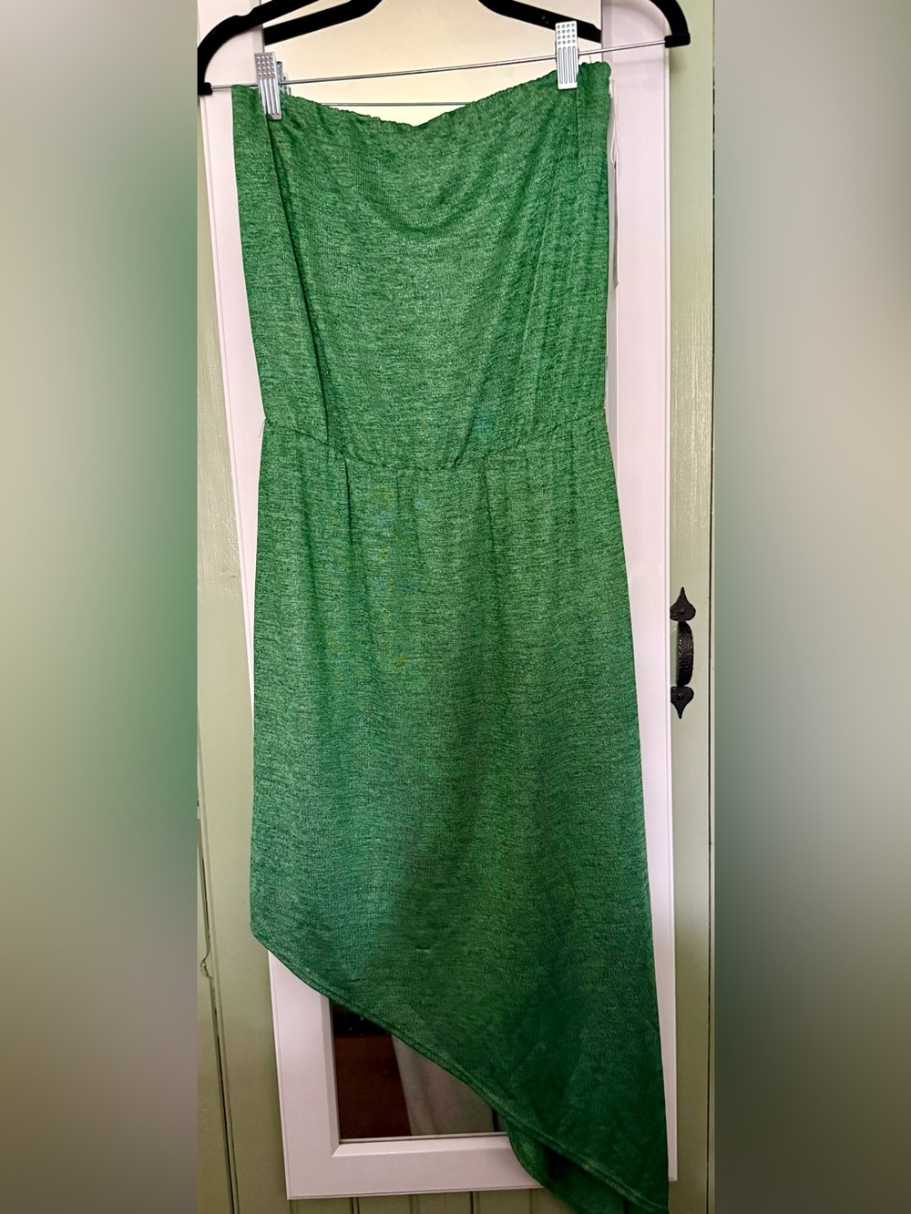 BNWT!! DREW Emerald Green “Light Shimmer” Strapless Asymmetric Dress - Size S